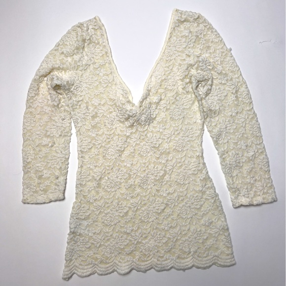 Sheer V Neck Lace Top - Picture 1 of 5